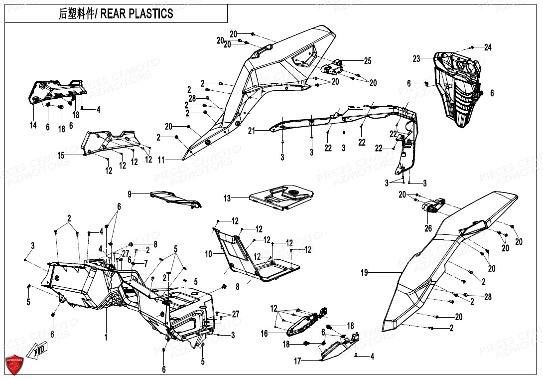 Plastique Benne 1 CFMOTO Pièces Origine CFMOTO ZFORCE 1000 SPORT (2022)
