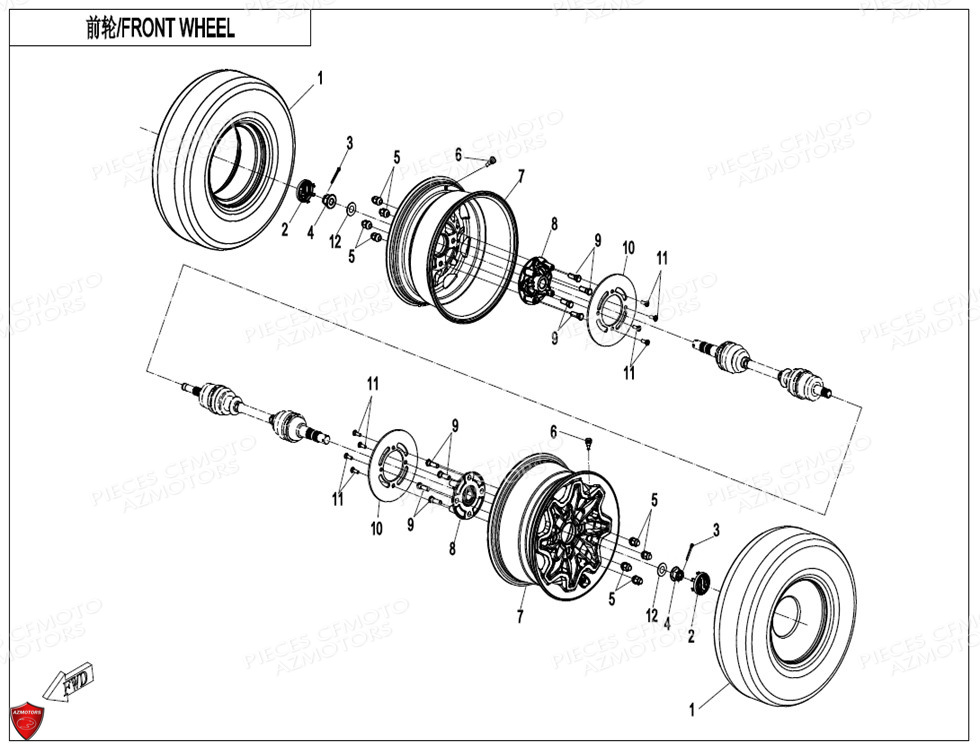 Roues Avant CFMOTO Pièces Origine CFMOTO ZFORCE 1000 SPORT (2022)