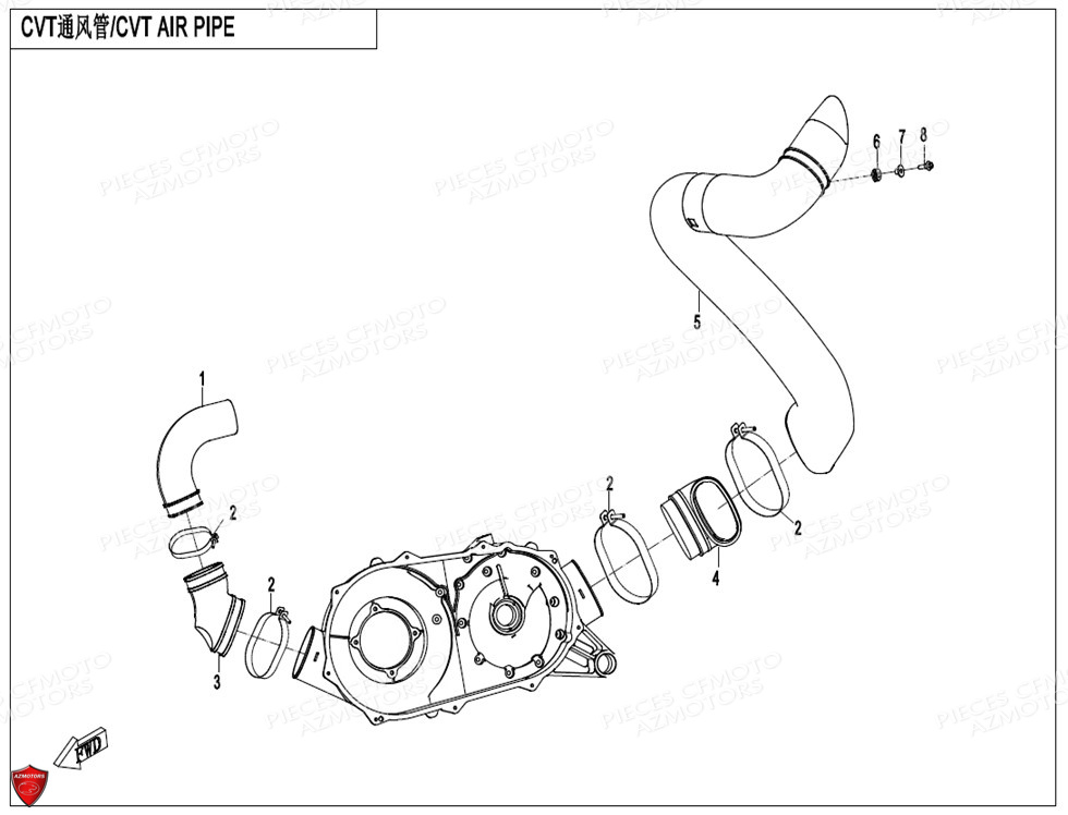 Ventilation Cvt CFMOTO Pièces Origine CFMOTO ZFORCE 1000 SPORT (2022)