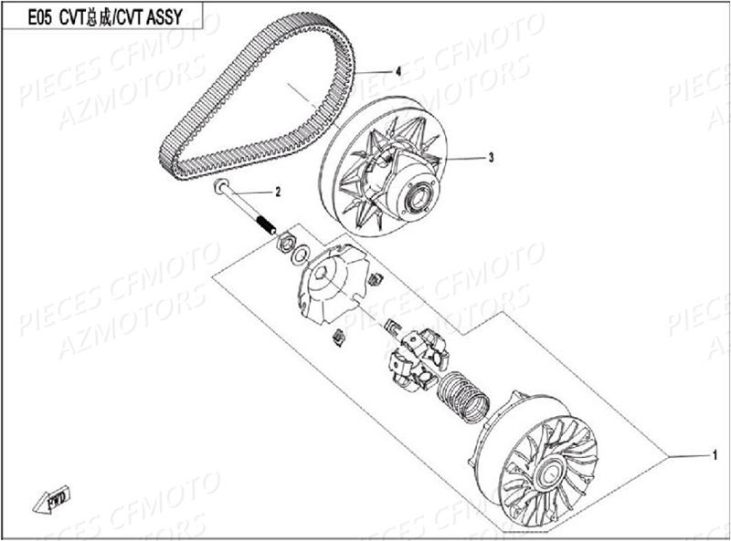 Courroie Embrayage CFMOTO Pièces Origine CFMOTO ZFORCE 550 Euro2 (2016)