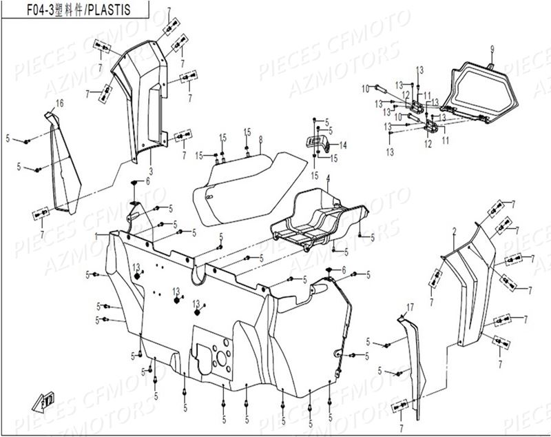 Habitacle Interieur CFMOTO Pièces Origine CFMOTO ZFORCE 550 Euro2 (2016)