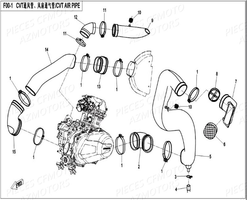 Refroidissement Cvt CFMOTO Pièces Origine CFMOTO ZFORCE 550 Euro2 (2016)