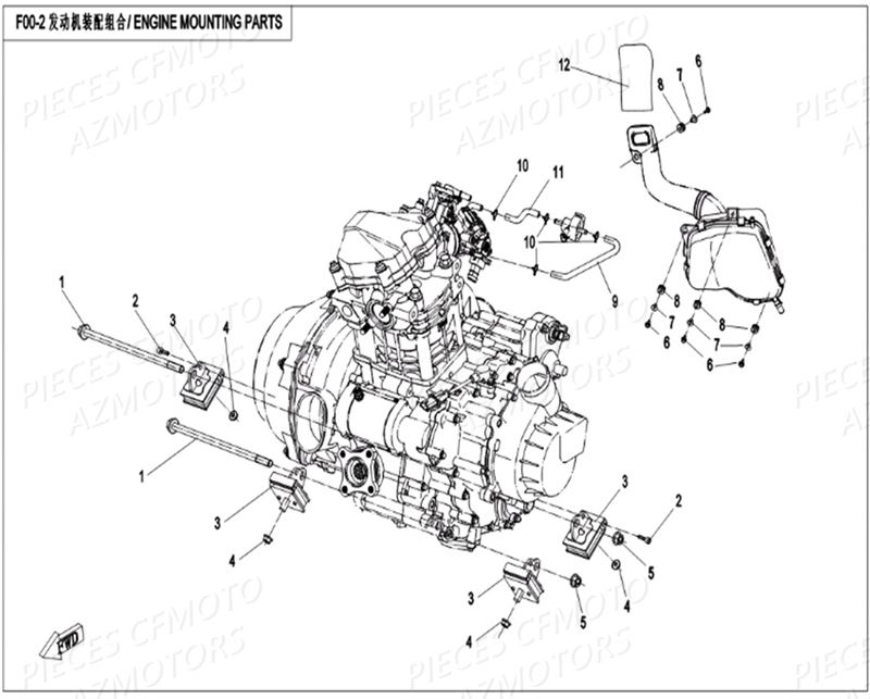 Support Moteur CFMOTO Pièces Origine CFMOTO ZFORCE 550 Euro2 (2016)