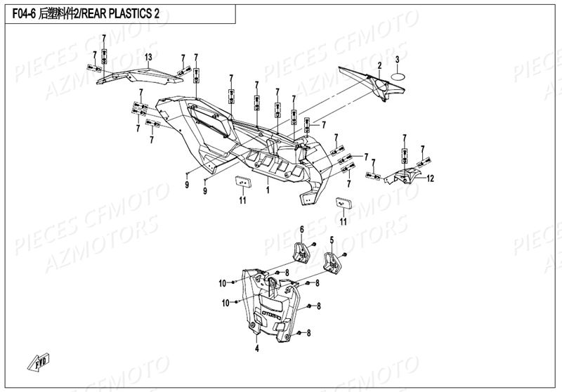 Carenage Arriere Bumper CFMOTO Pièces Origine CFMOTO ZFORCE 550 EX -T1 (2017)