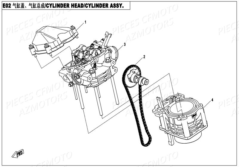 CULASSE CYLINDRE CFMOTO ZFORCE 550 EX T1