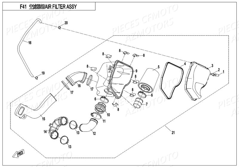 FILTRE A AIR CFMOTO ZFORCE 550 EX T1