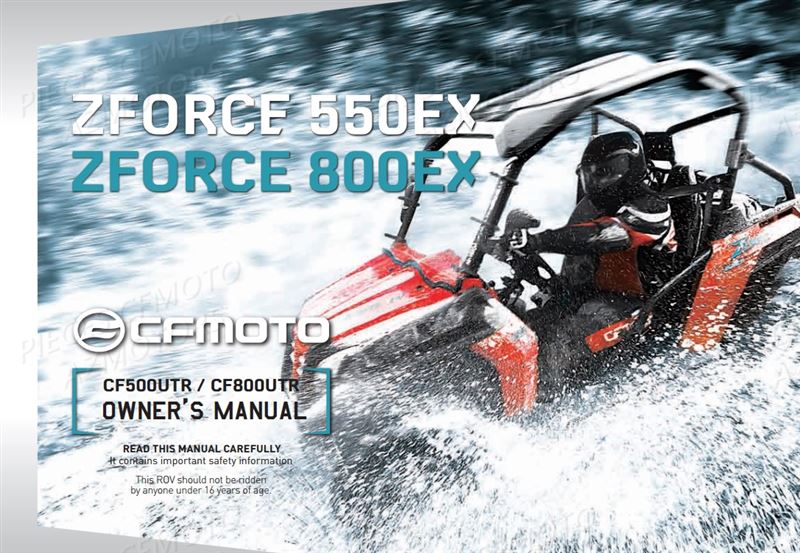 Manuel Utilisateur CFMOTO Pièces Origine CFMOTO ZFORCE 550 EX -T1 (2017)