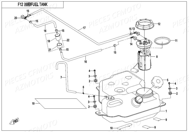 Reservoir A Carburant CFMOTO Pièces Origine CFMOTO ZFORCE 550 EX -T1 (2017)