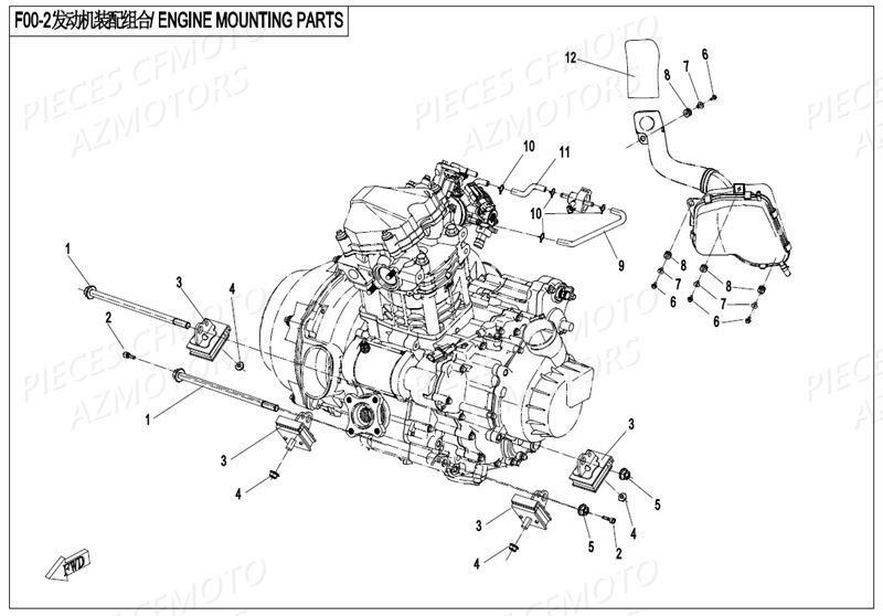 Support Moteur CFMOTO Pièces Origine CFMOTO ZFORCE 550 EX -T1 (2017)