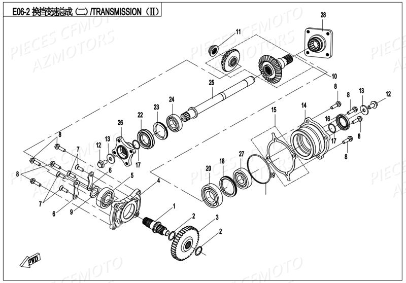 Transmission 2 CFMOTO Pièces Origine CFMOTO ZFORCE 550 EX -T1 (2017)