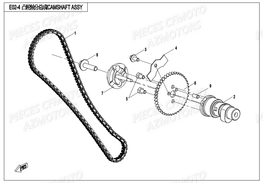 ARBRE A CAME CFMOTO ZFORCE 550 EX T1 20