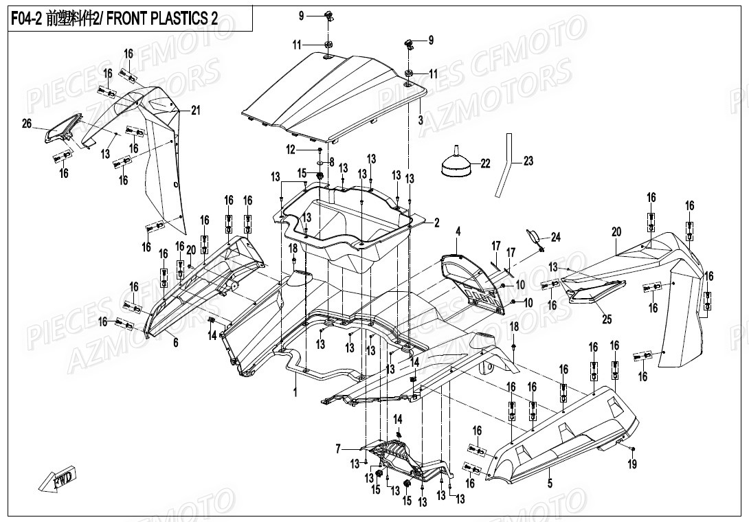 Capot Avant CFMOTO Pièces Origine CFMOTO ZFORCE 550 EX -T1 (2020)