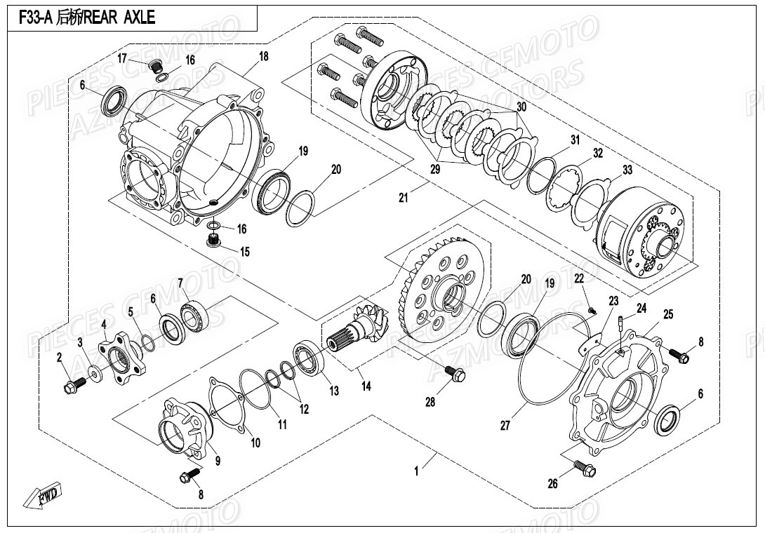 DIFFERENTIEL ARRIERE CFMOTO ZFORCE 550 EX T1 20