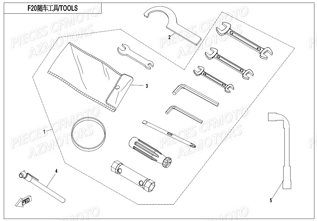 Outils CFMOTO Pièces Origine CFMOTO ZFORCE 550 EX -T1 (2020)