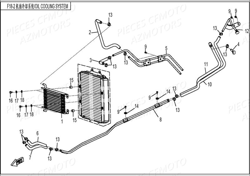 Radiateur D Huile CFMOTO Pièces Origine CFMOTO ZFORCE 800 (2016)