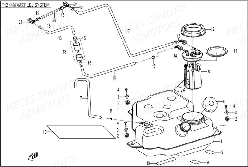 Reservoir A Carburant CFMOTO Pièces Origine CFMOTO ZFORCE 800 (2016)