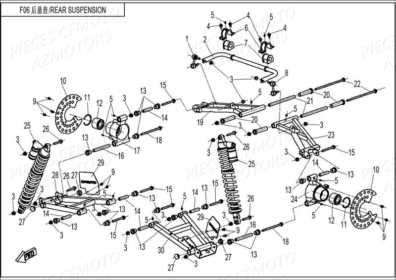 Suspension Arriere CFMOTO Pièces Origine CFMOTO ZFORCE 800 (2016)