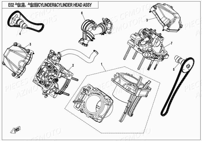 CYLINDRE ET CULASSE CFMOTO ZFORCE 800 2017
