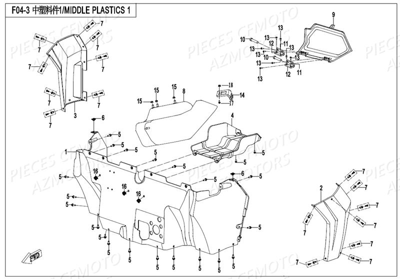 Plastiques Divers CFMOTO Pièces Origine CFMOTO ZFORCE 800 T1 (2019)