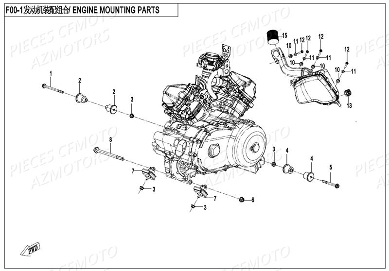 Silent Bloc Moteur CFMOTO Pièces Origine CFMOTO ZFORCE 800 T1 (2019)