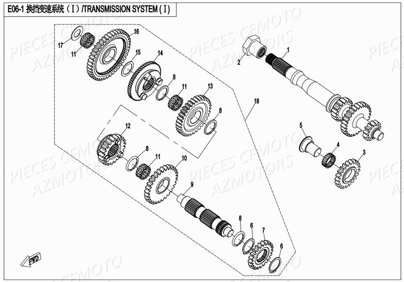 Transmission CFMOTO Pièces Origine CFMOTO ZFORCE 800 T1 (2019)