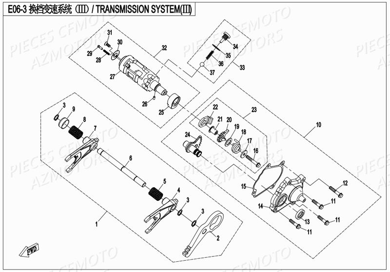 Transmission 3 CFMOTO Pièces Origine CFMOTO ZFORCE 800 T1 (2019)