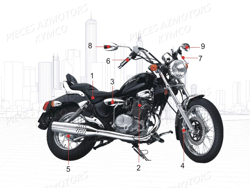 1 Consommables KYMCO Pièces KYMCO ZING 125 4T EURO 1 (RF25AA)