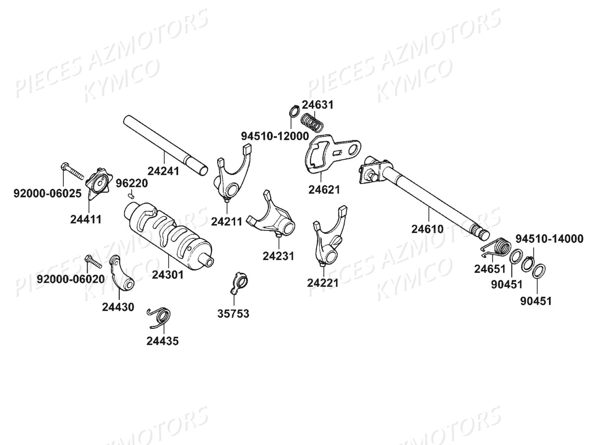 Arbre De Selecteur KYMCO Pièces KYMCO ZING 125 4T EURO 1 (RF25AA)