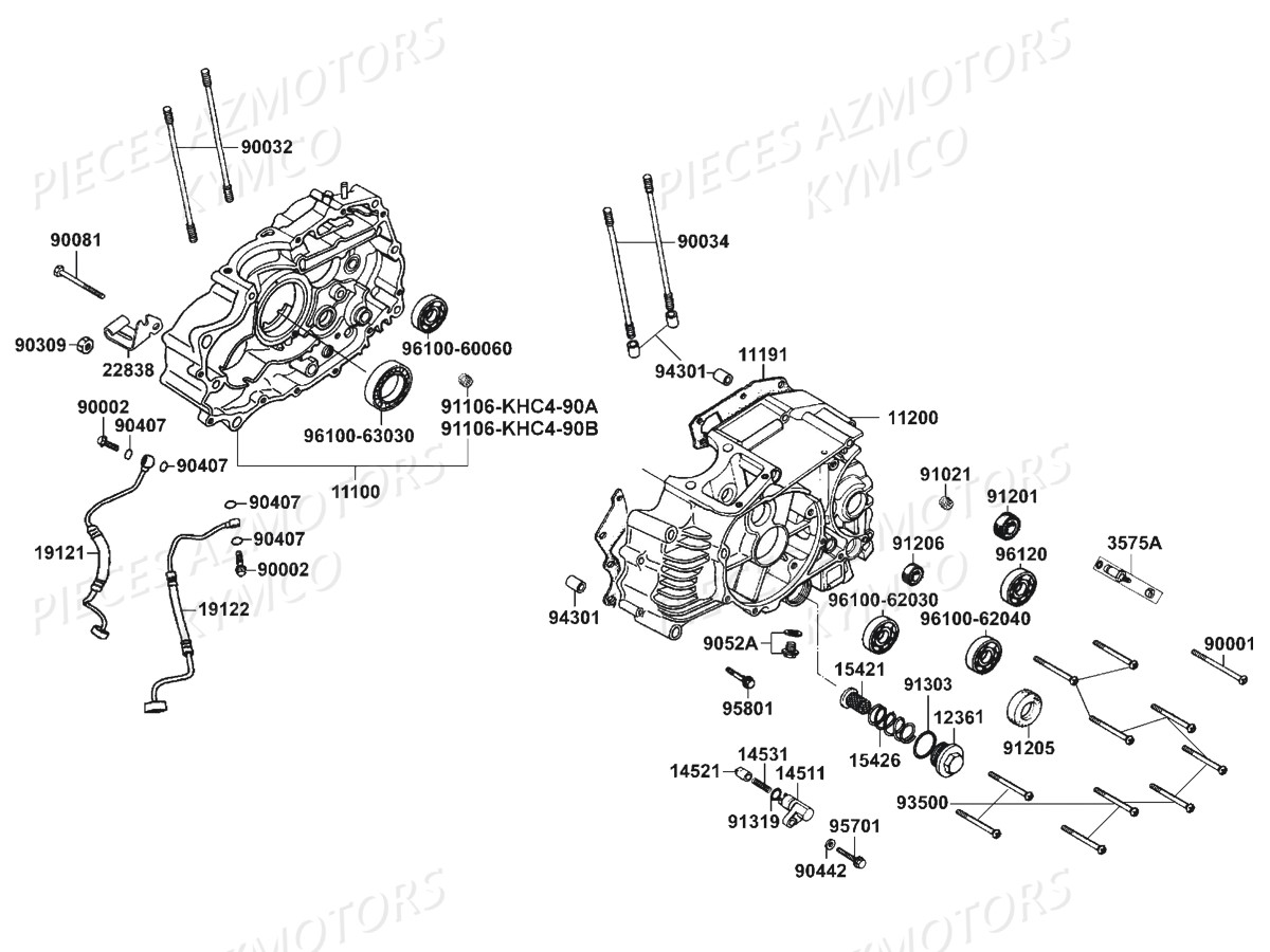 Carters Moteur KYMCO Pièces KYMCO ZING 125 4T EURO 1 (RF25AA)