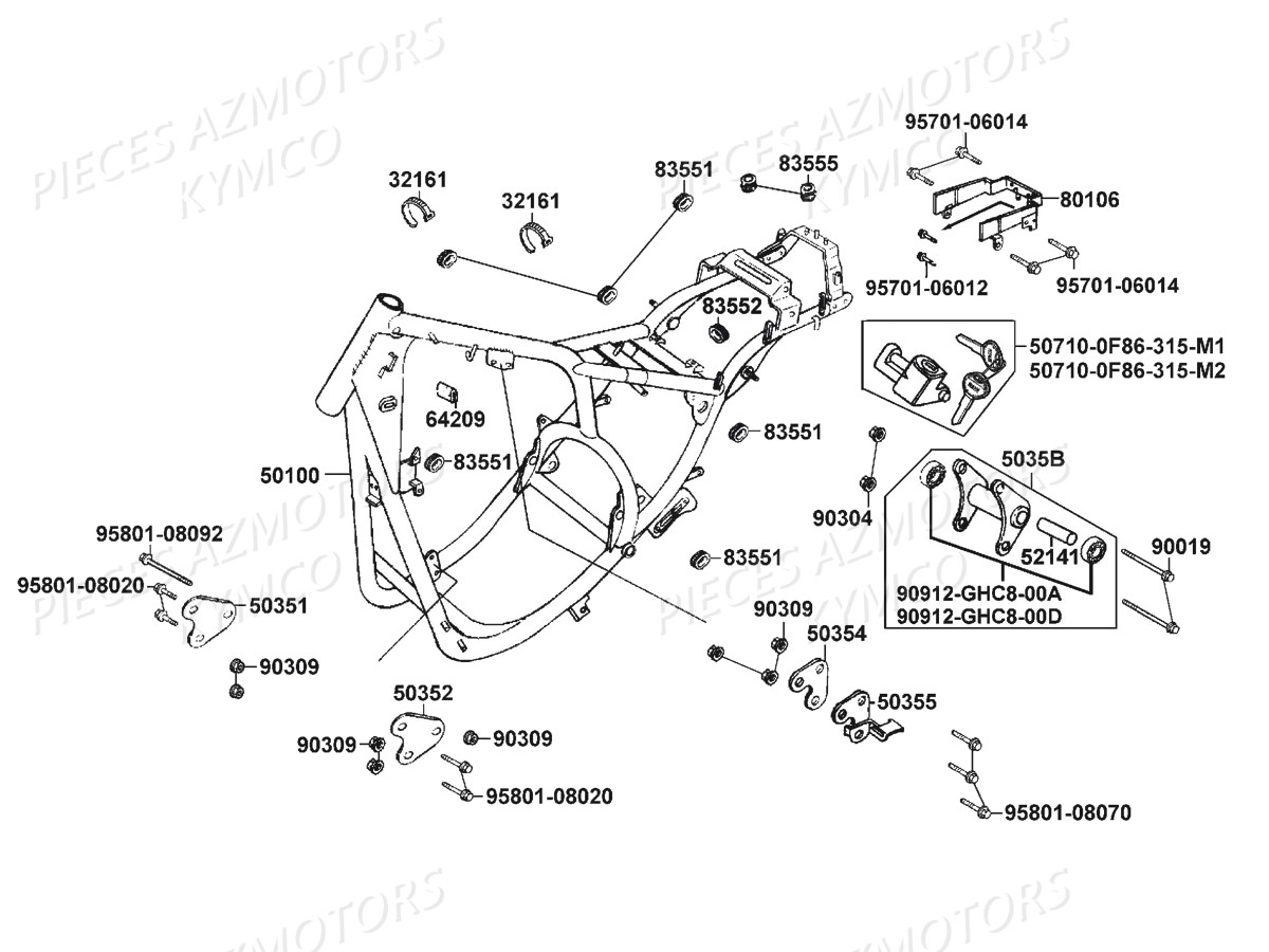 Chassis KYMCO Pièces KYMCO ZING 125 4T EURO 1 (RF25AA)