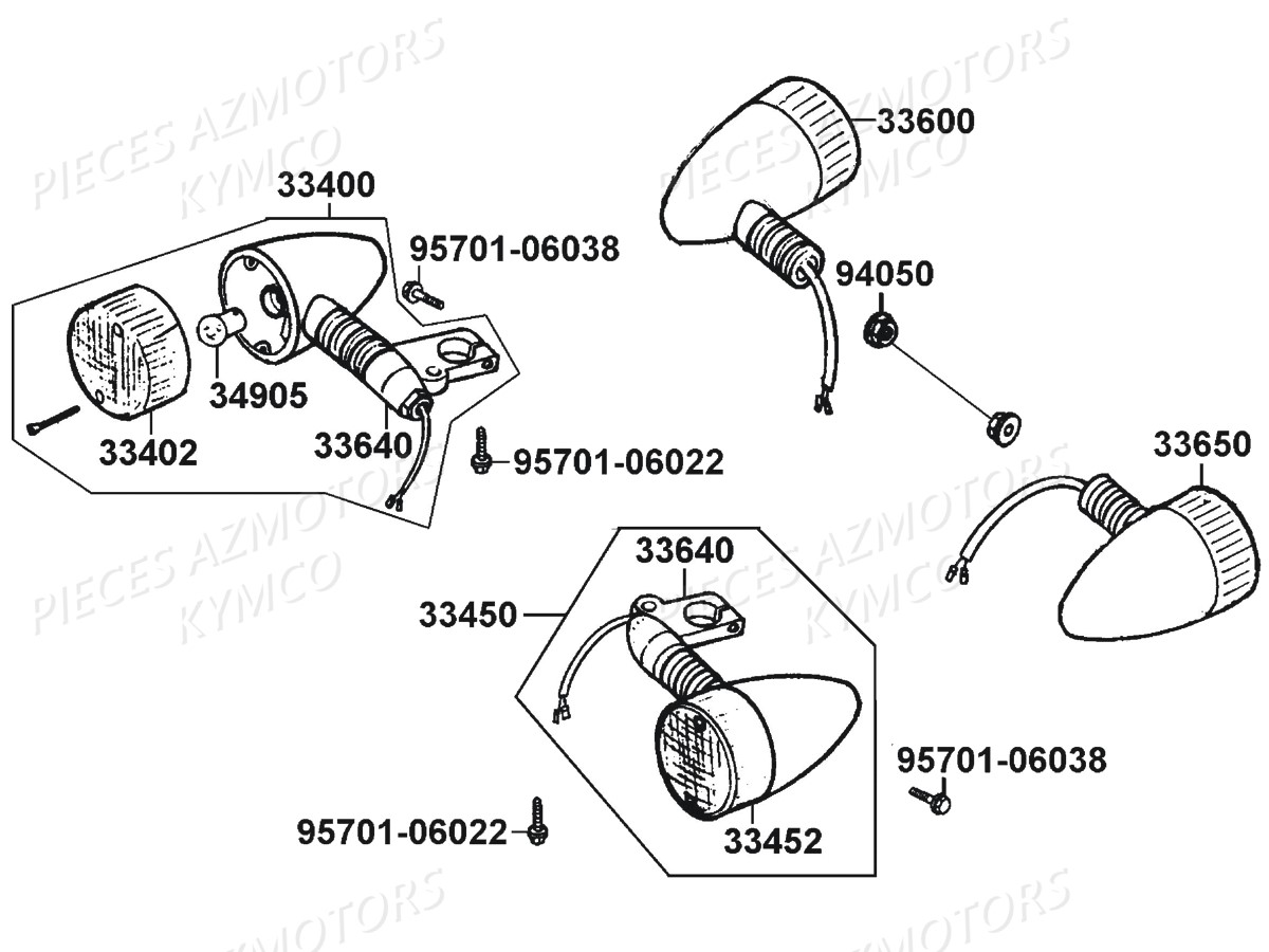 Clignotants KYMCO Pièces KYMCO ZING 125 4T EURO 1 (RF25AA)