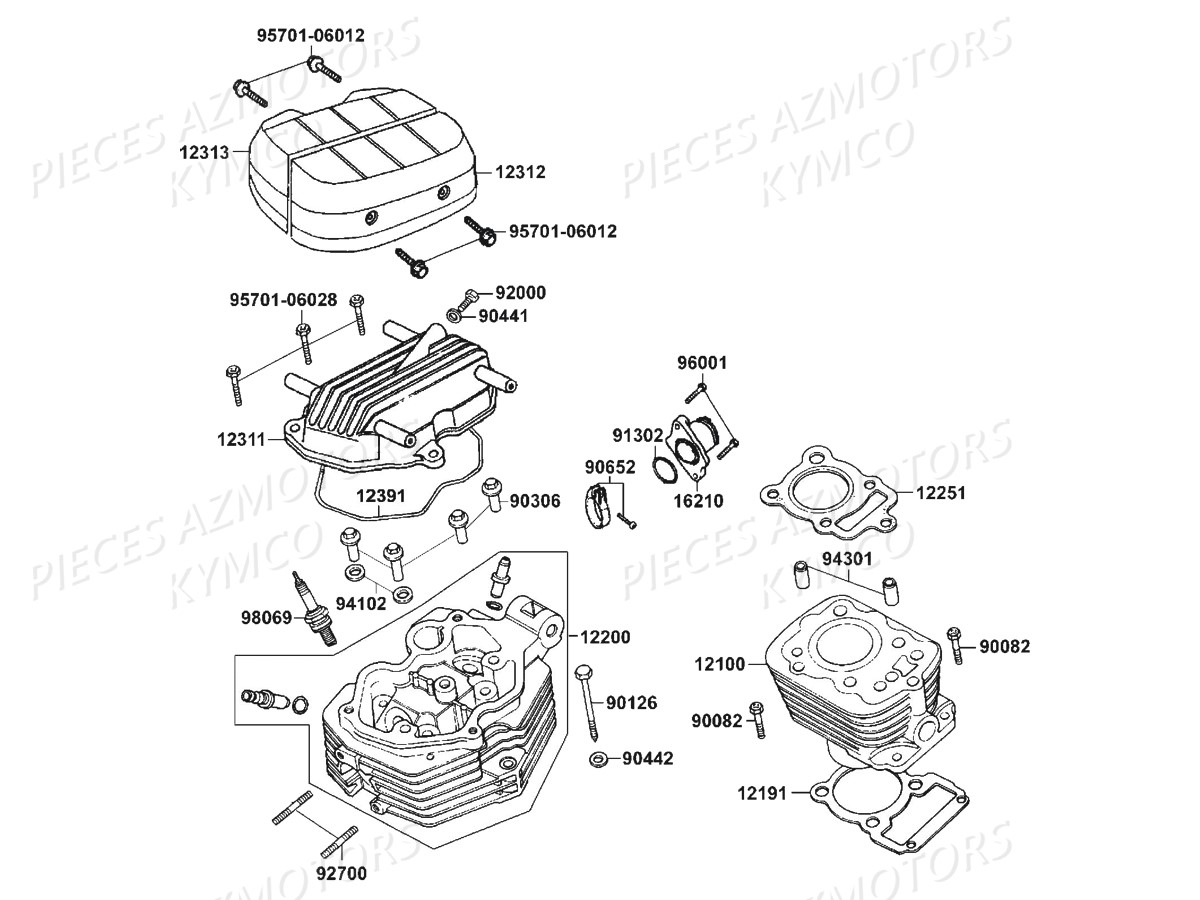 CYLINDRE_CULASSE KYMCO Pièces KYMCO ZING 125 4T EURO 1 (RF25AA)