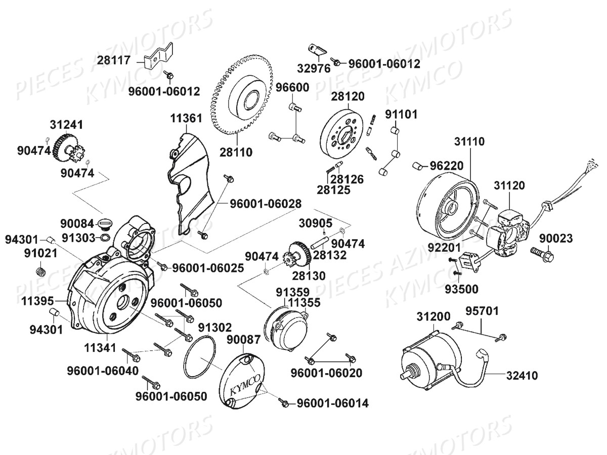 DEMARREUR_ALLUMAGE KYMCO Pièces KYMCO ZING 125 4T EURO 1 (RF25AA)