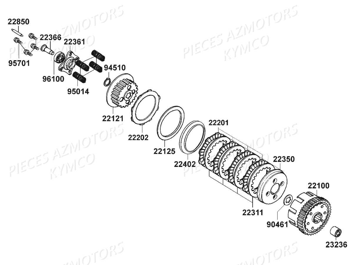 Embrayage KYMCO Pièces KYMCO ZING 125 4T EURO 1 (RF25AA)