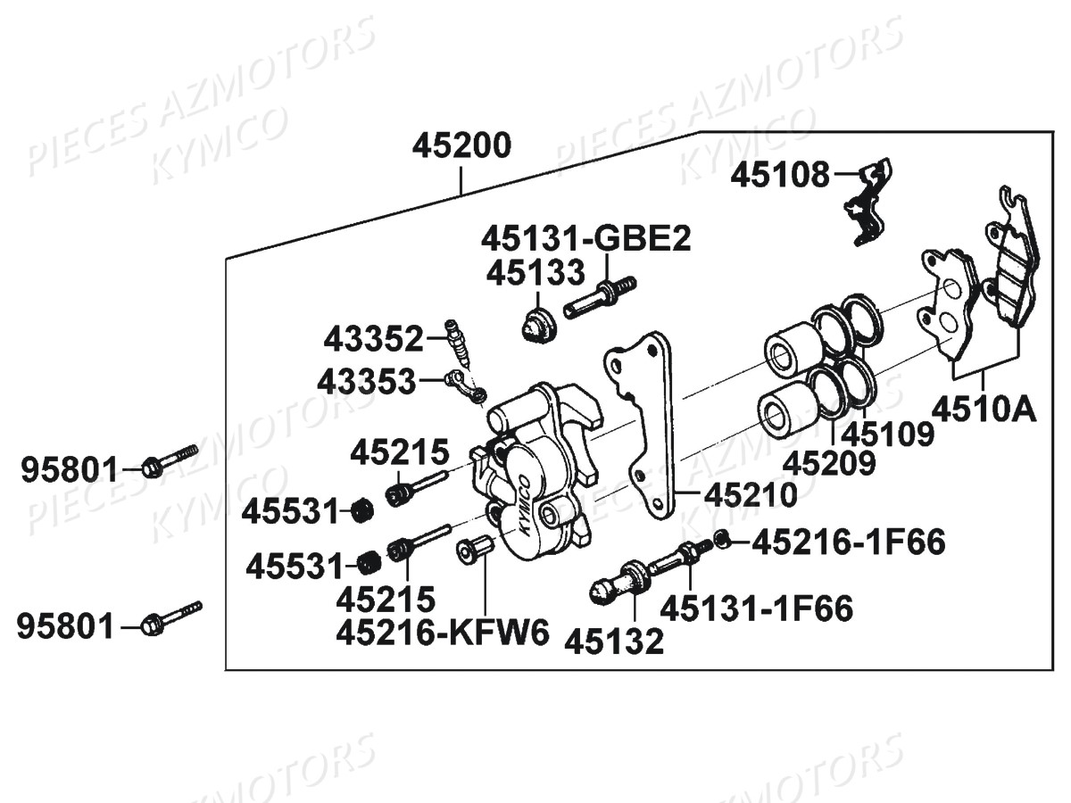Etrier De Frein Avant KYMCO Pièces KYMCO ZING 125 4T EURO 1 (RF25AA)