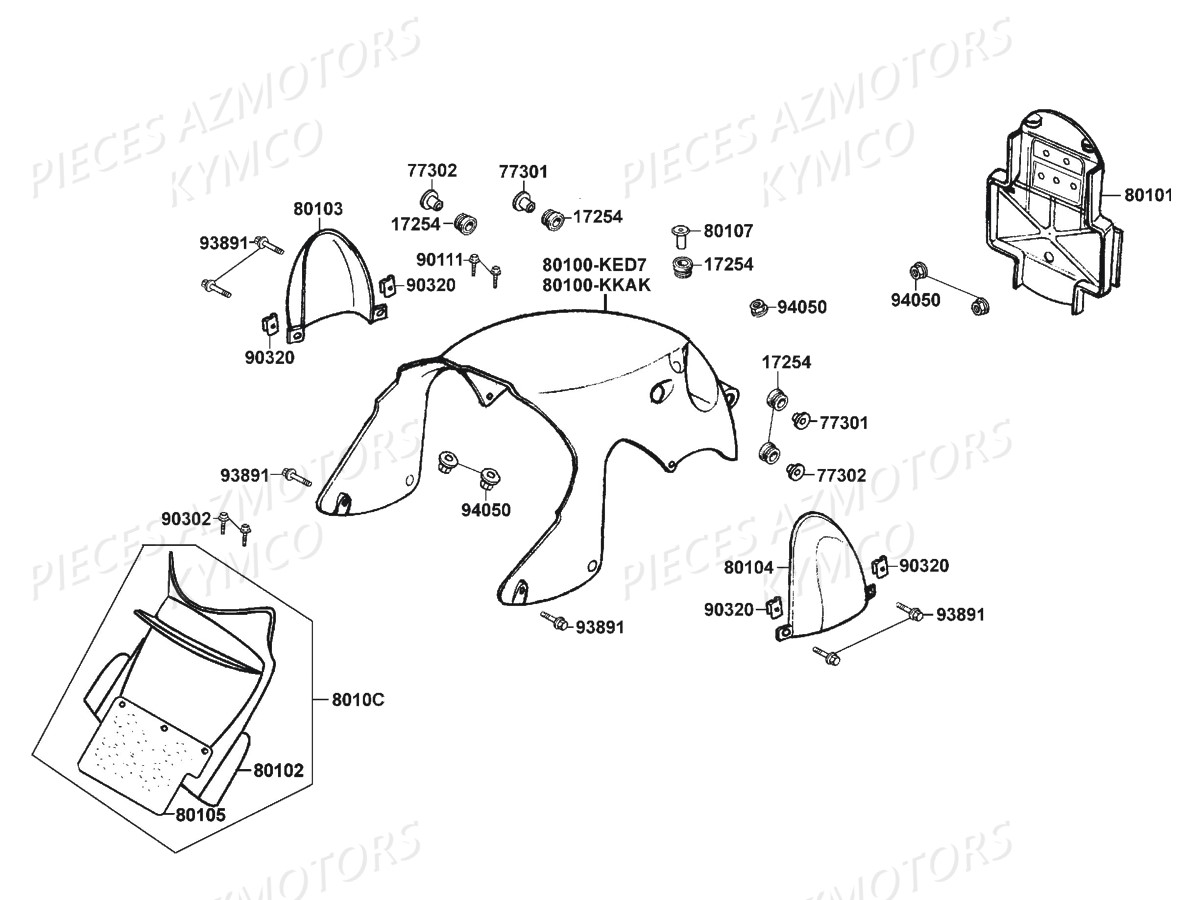 GARDE_BOUE_ARRIERE KYMCO Pièces KYMCO ZING 125 4T EURO 1 (RF25AA)