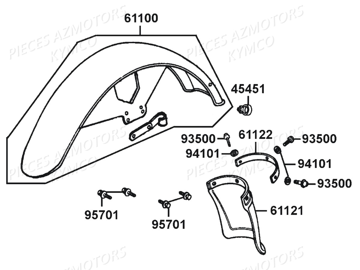 GARDE_BOUE_AVANT KYMCO Pièces KYMCO ZING 125 4T EURO 1 (RF25AA)