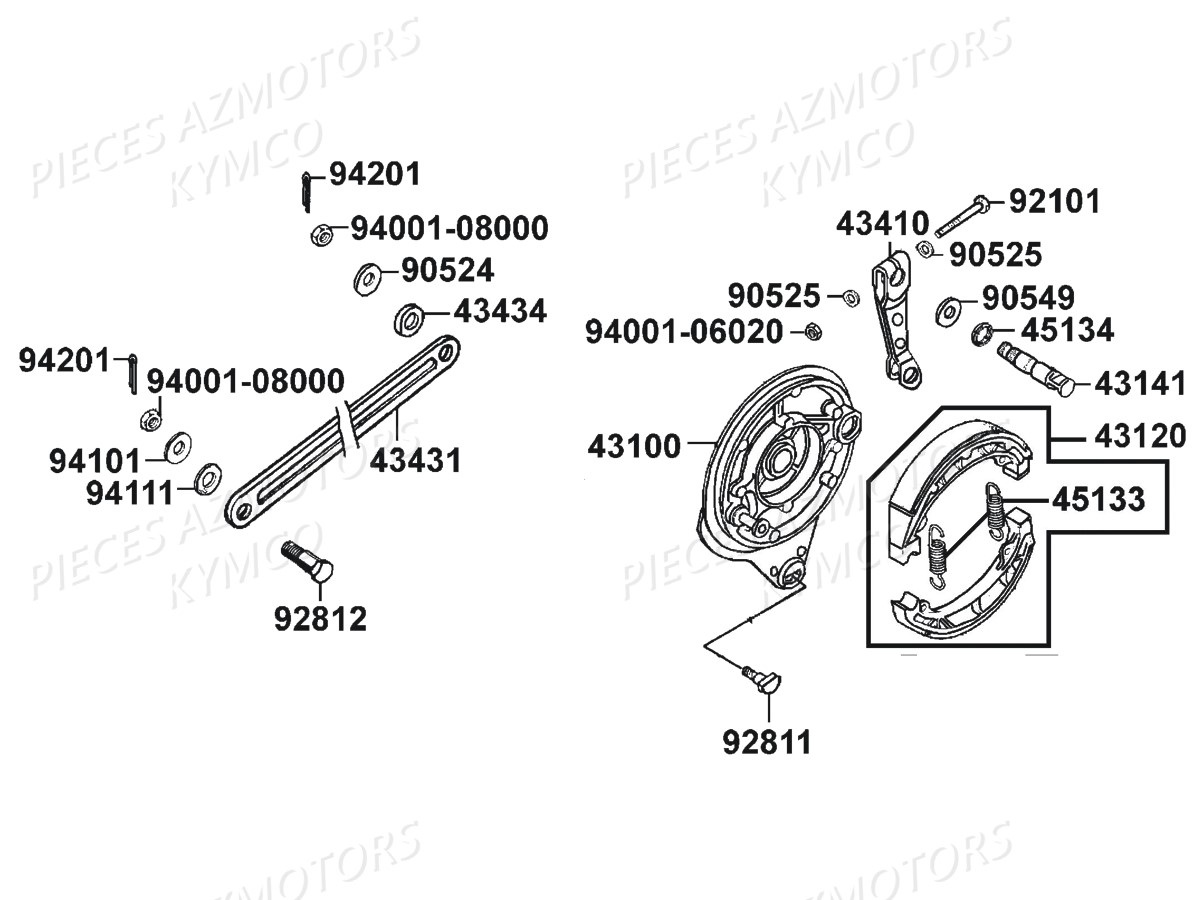 TAMBOUR_DE_FREIN_ARRIERE KYMCO Pièces KYMCO ZING 125 4T EURO 1 (RF25AA)