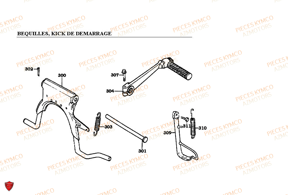 Bequille KYMCO Pieces ZX12 - SUPER FEVER 50cc 2T (SC10AC/SC10AW)