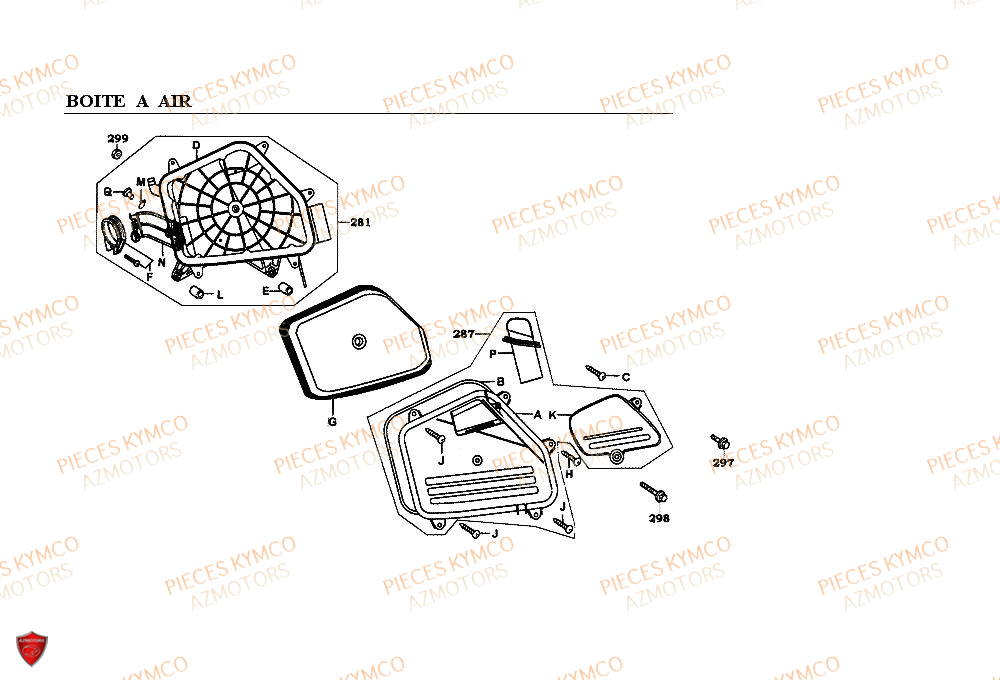 Boite A Air KYMCO Pieces ZX12 - SUPER FEVER 50cc 2T (SC10AC/SC10AW)