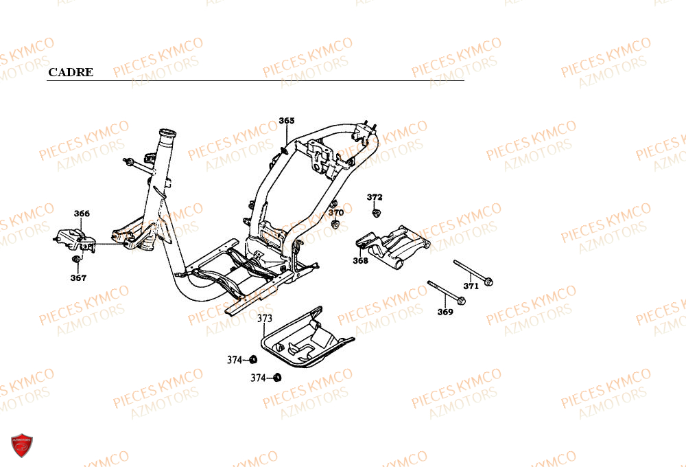 Cadre KYMCO Pieces ZX12 - SUPER FEVER 50cc 2T (SC10AC/SC10AW)