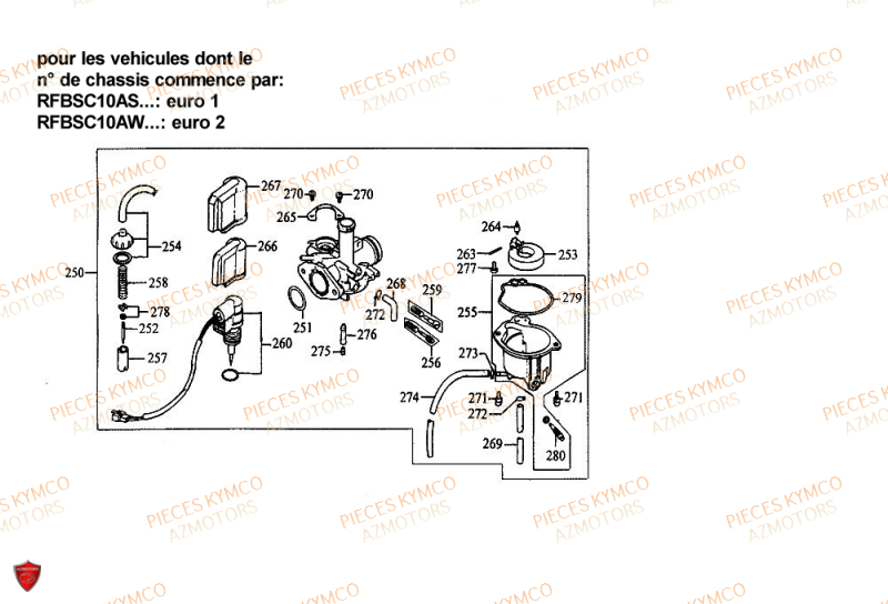 CARBURATEUR KYMCO ZX12 50 2T