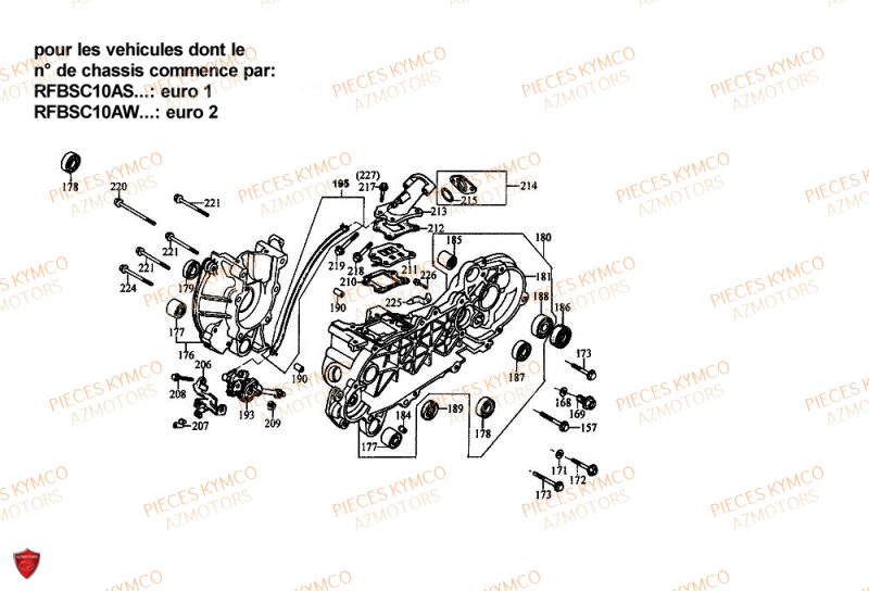 Carter Moteur KYMCO Pieces ZX12 - SUPER FEVER 50cc 2T (SC10AC/SC10AW)