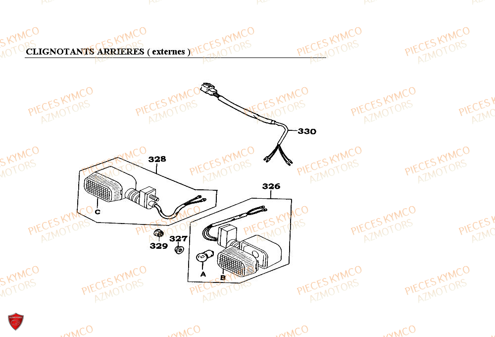Clignotant Arriere Externe KYMCO Pieces ZX12 - SUPER FEVER 50cc 2T (SC10AC/SC10AW)