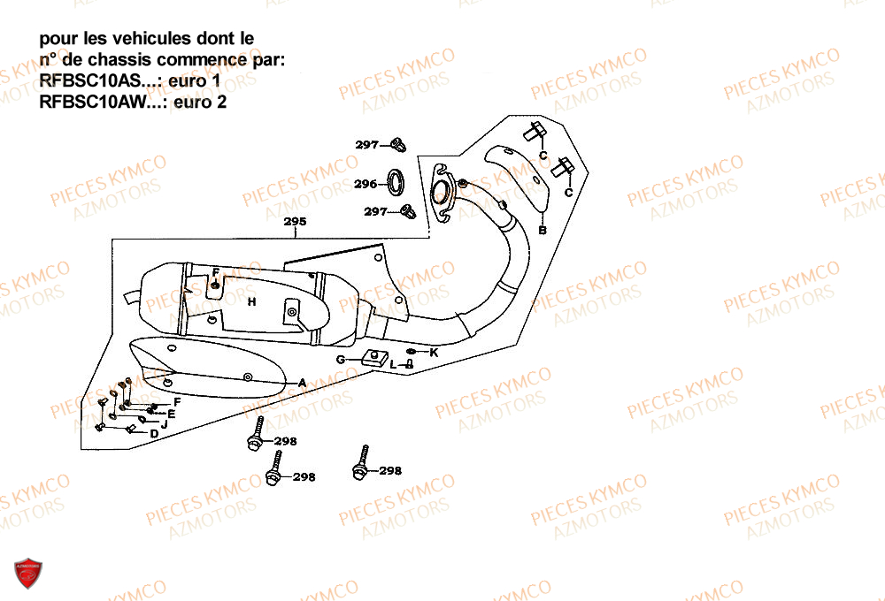 Echappement KYMCO Pieces ZX12 - SUPER FEVER 50cc 2T (SC10AC/SC10AW)