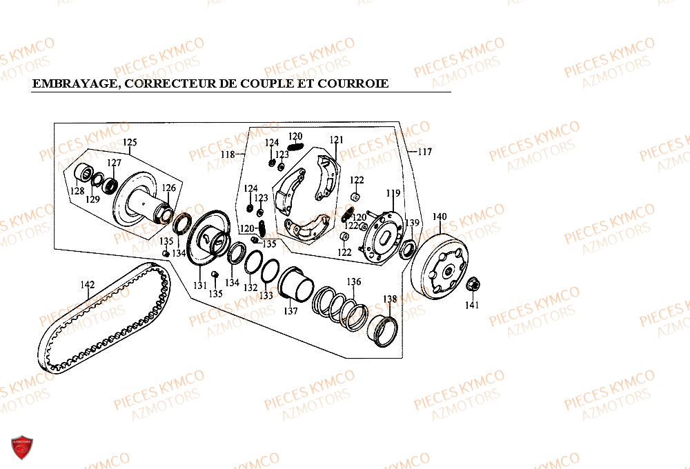 Embrayage KYMCO Pieces ZX12 - SUPER FEVER 50cc 2T (SC10AC/SC10AW)