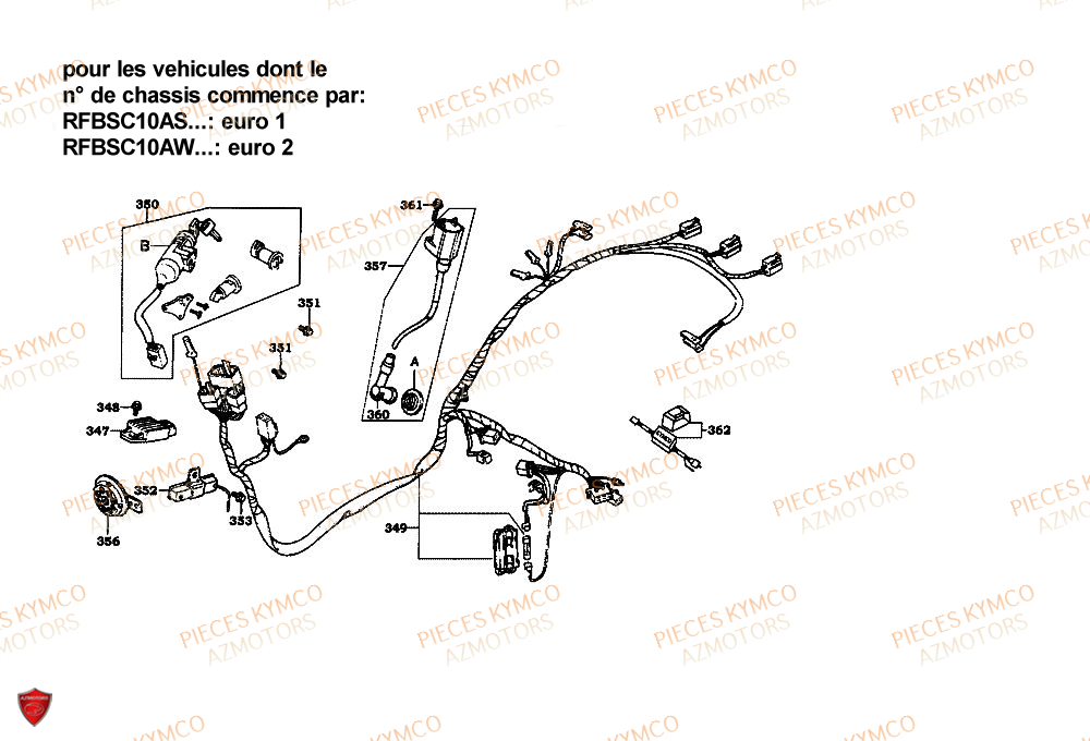 EQUIPEMENT_ELECTRIQUE KYMCO Pièces Scooter  ZX12 - SUPER FEVER 50cc 2T 