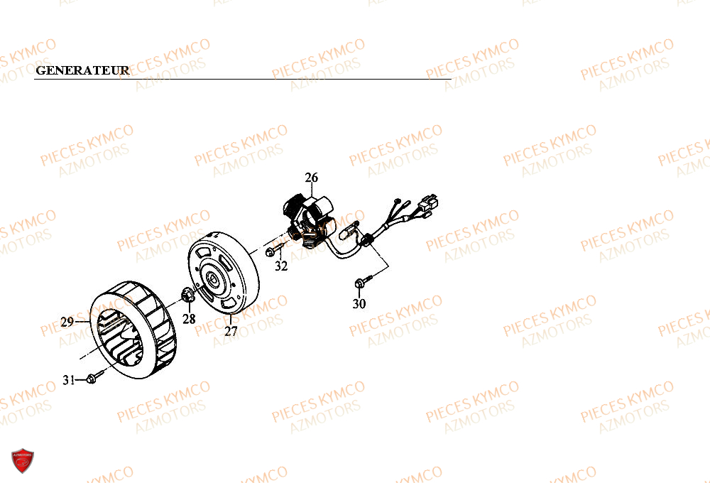 Generateur KYMCO Pieces ZX12 - SUPER FEVER 50cc 2T (SC10AC/SC10AW)