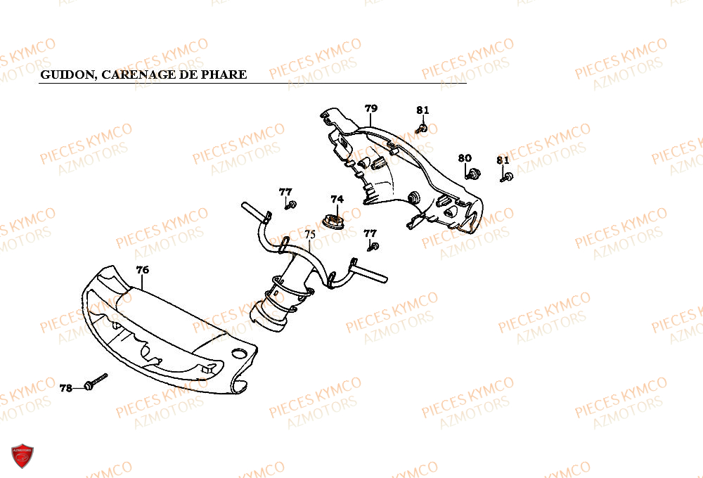 Guidon KYMCO Pieces ZX12 - SUPER FEVER 50cc 2T (SC10AC/SC10AW)