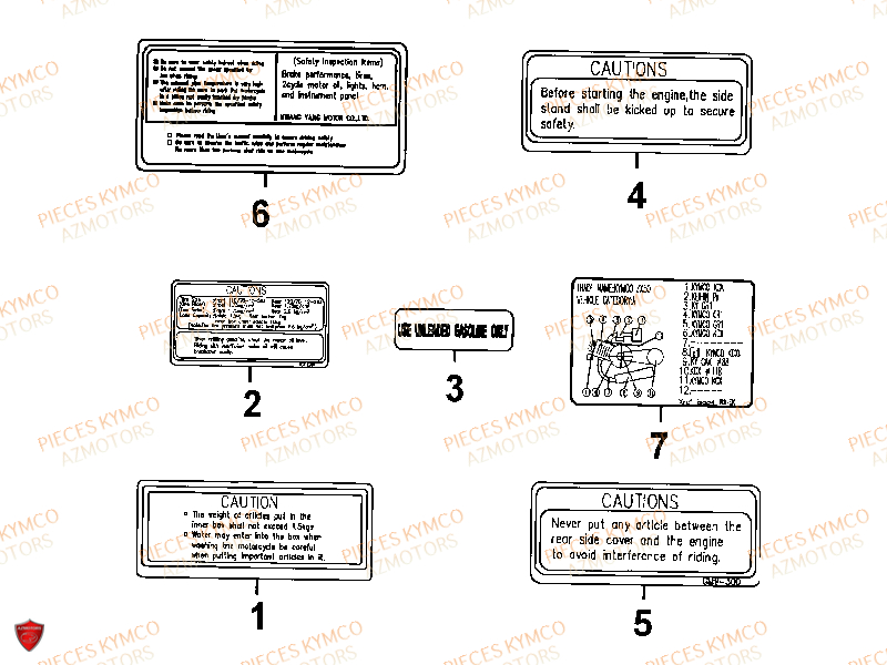 Labels KYMCO Pieces ZX12 - SUPER FEVER 50cc 2T (SC10AC/SC10AW)